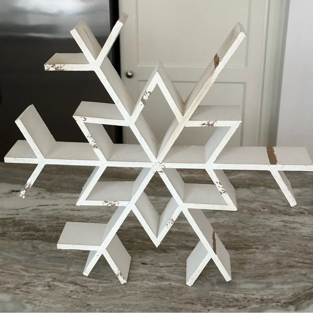 Extra Large White Wooden Snowflake Rustic Winter Decor